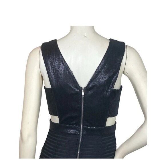NWT Mustard Seed Cut Out Black Sequin Sheer Panel Midi Dress size Small - Picture 6 of 9